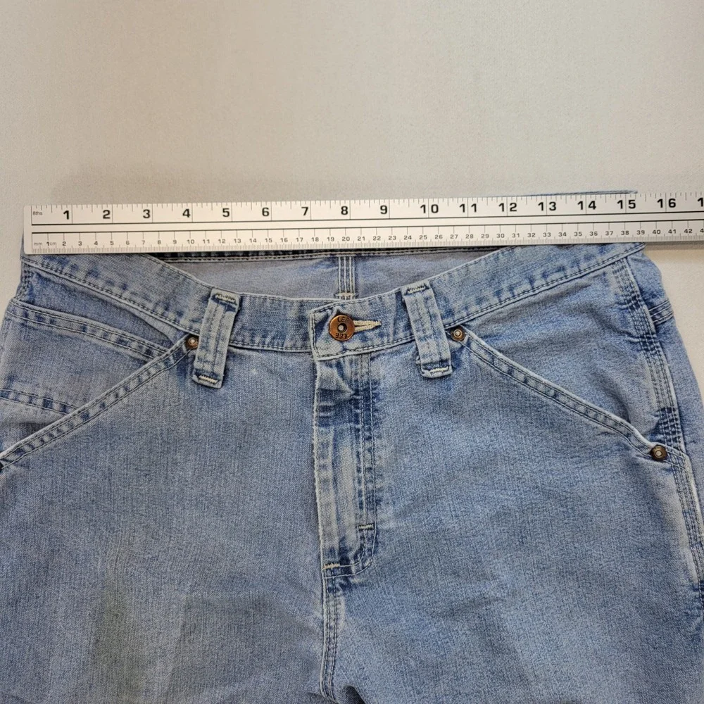 Lee Carpenter Jeans Mens 32x30 Light Wash Blue Denim Workwear Dungarees TZS-C381